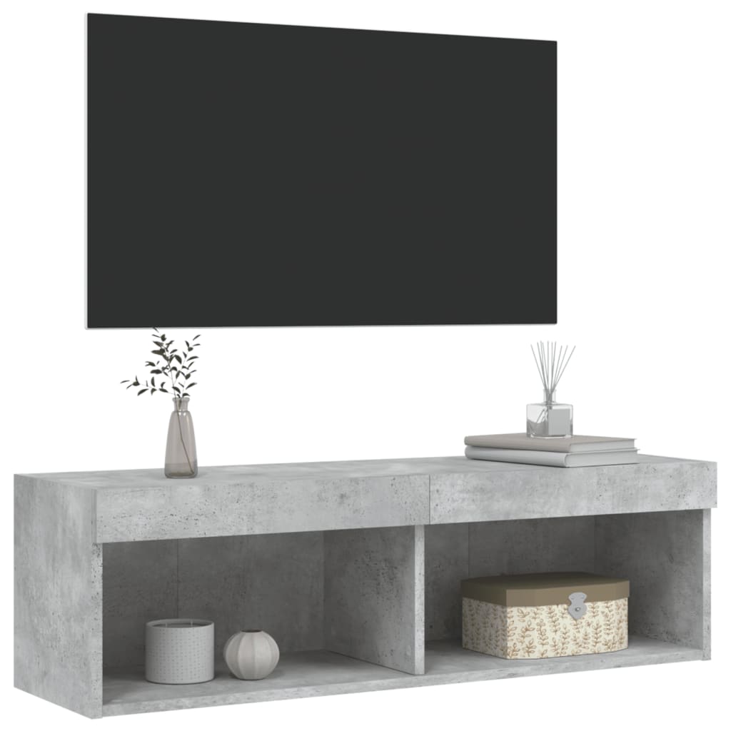 TV spintelė su LED lemputėmis, betono pilka, 100x30x30cm