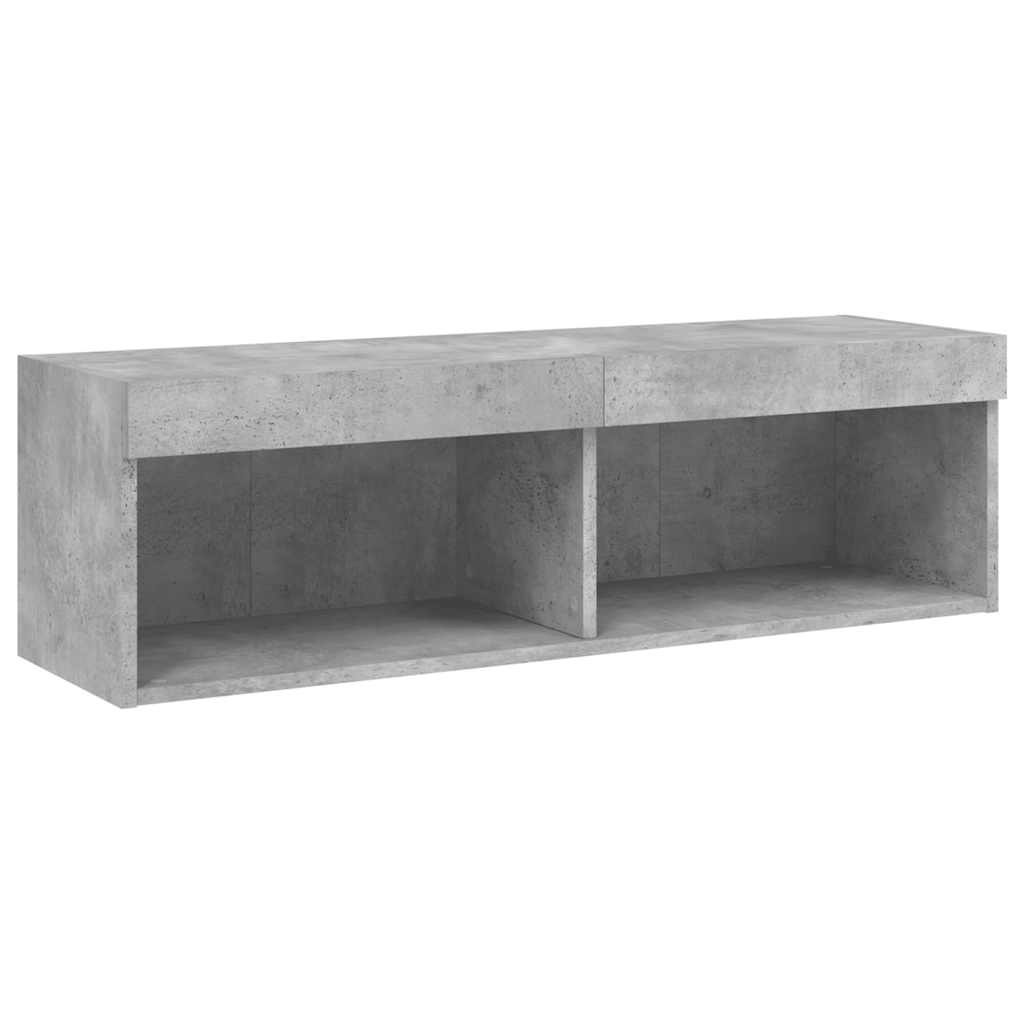 TV skapītis ar LED apgaismojumu, betona pelēks, 100x30x30cm