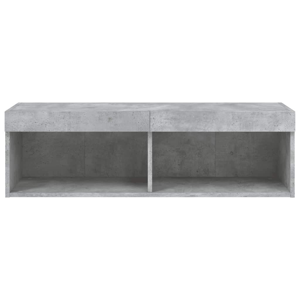 TV skapītis ar LED apgaismojumu, betona pelēks, 100x30x30cm