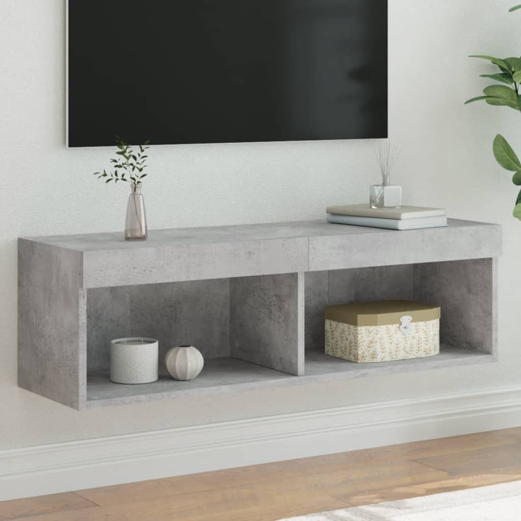 TV spintelė su LED lemputėmis, betono pilka, 100x30x30cm