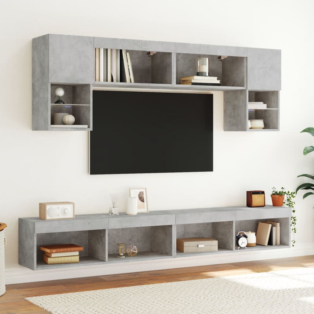 TV spintelės su LED lemputėmis, 2vnt., betono, 100x30x30cm