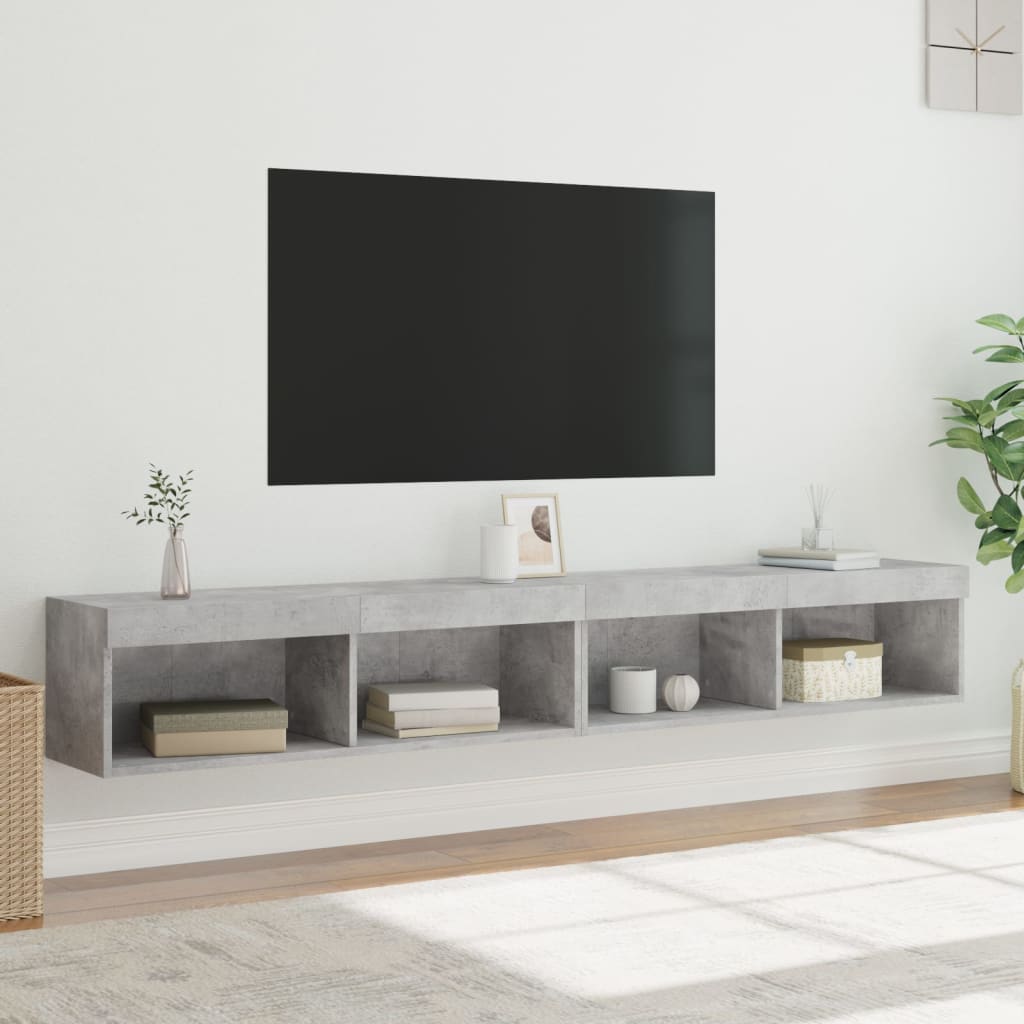 TV spintelės su LED lemputėmis, 2vnt., betono, 100x30x30cm