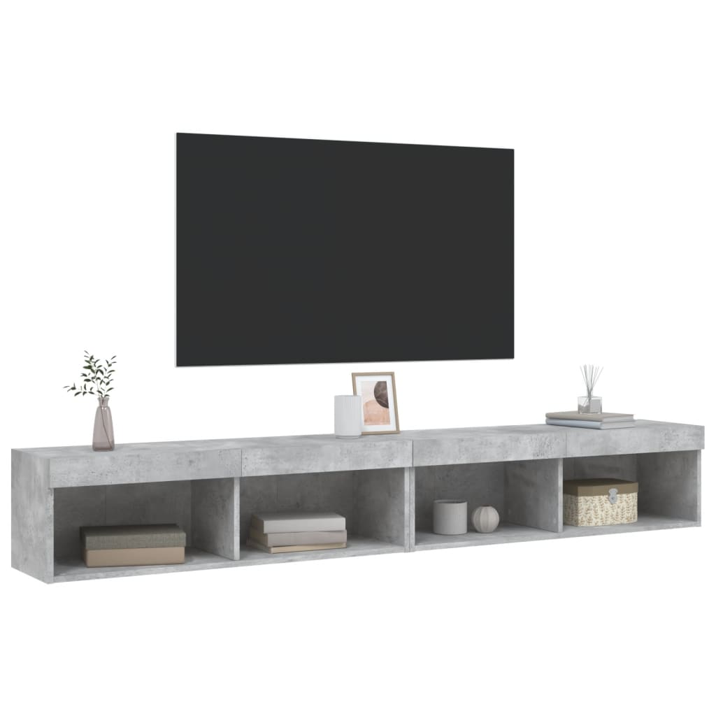 TV spintelės su LED lemputėmis, 2vnt., betono, 100x30x30cm