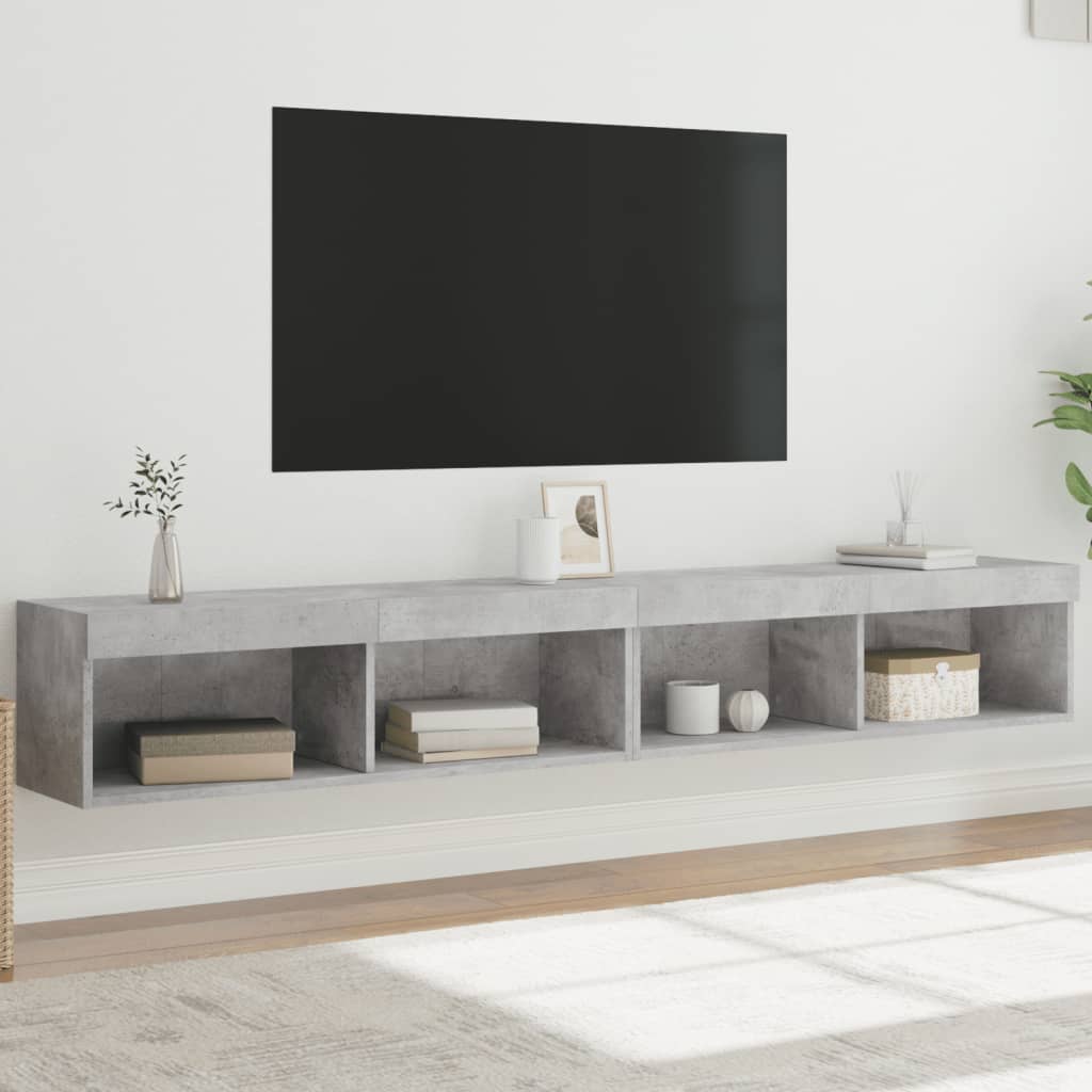 TV spintelės su LED lemputėmis, 2vnt., betono, 100x30x30cm