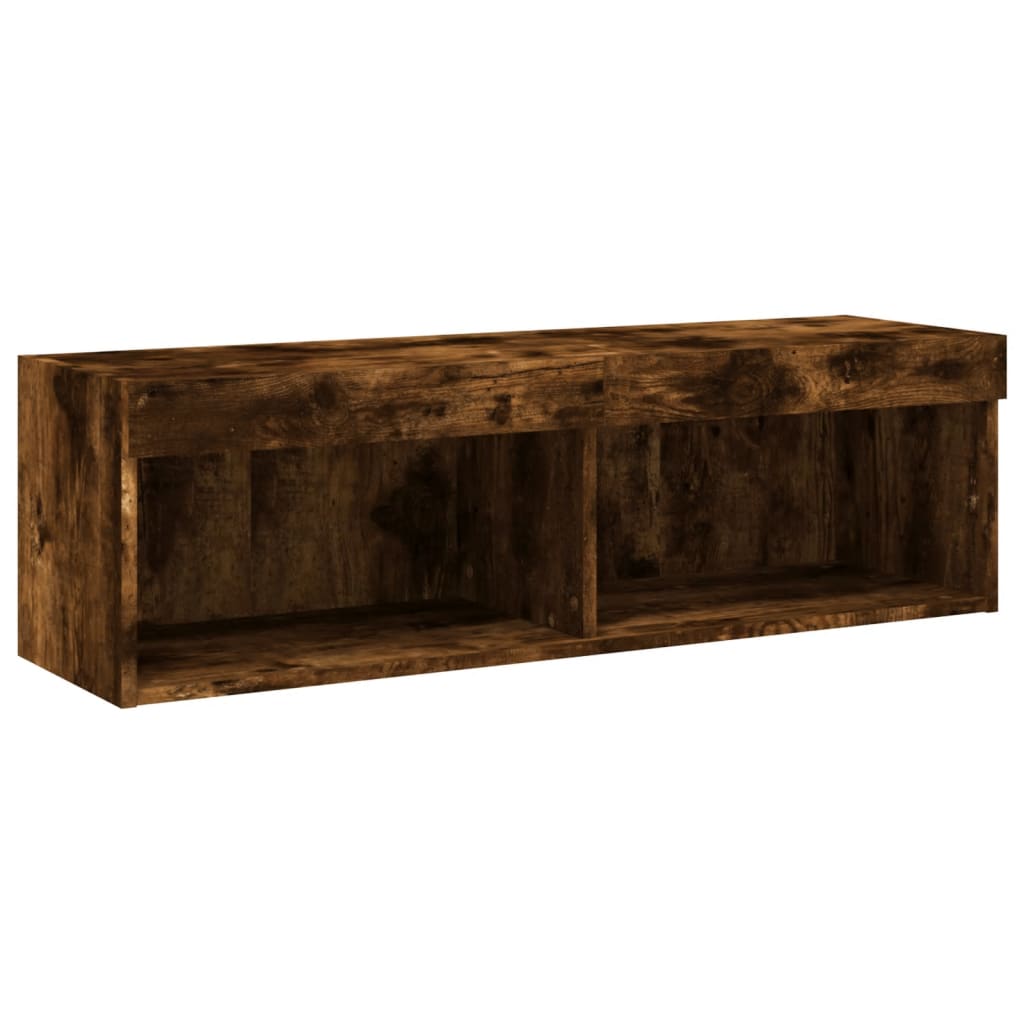 TV skapītis ar LED apgaismojumu, dūmu ozola, 100x30x30cm