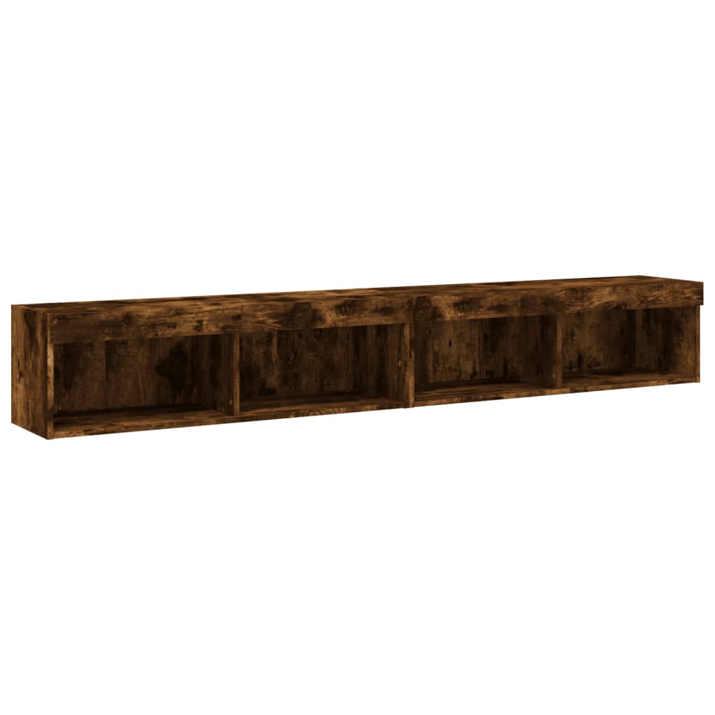 TV spintelės su LED, 2vnt., dūminio ąžuolo, 100x30x30cm