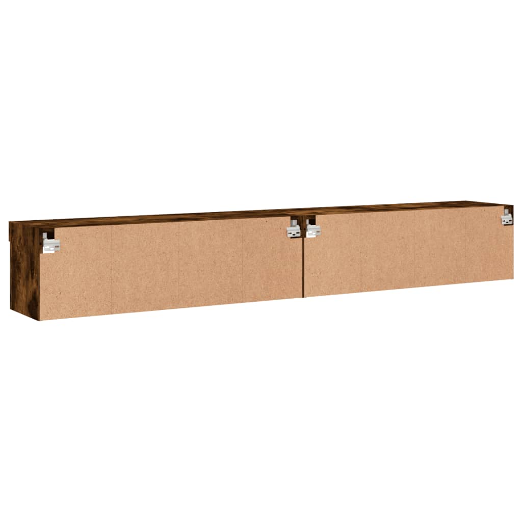 TV spintelės su LED, 2vnt., dūminio ąžuolo, 100x30x30cm