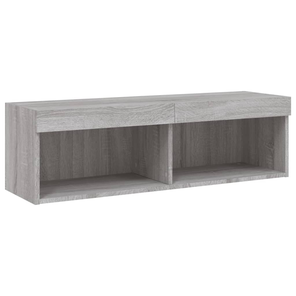 TV spintelė su LED lemputėmis, pilka ąžuolo, 100x30x30cm