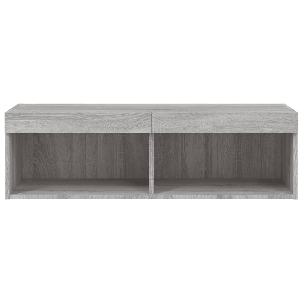 TV spintelė su LED lemputėmis, pilka ąžuolo, 100x30x30cm