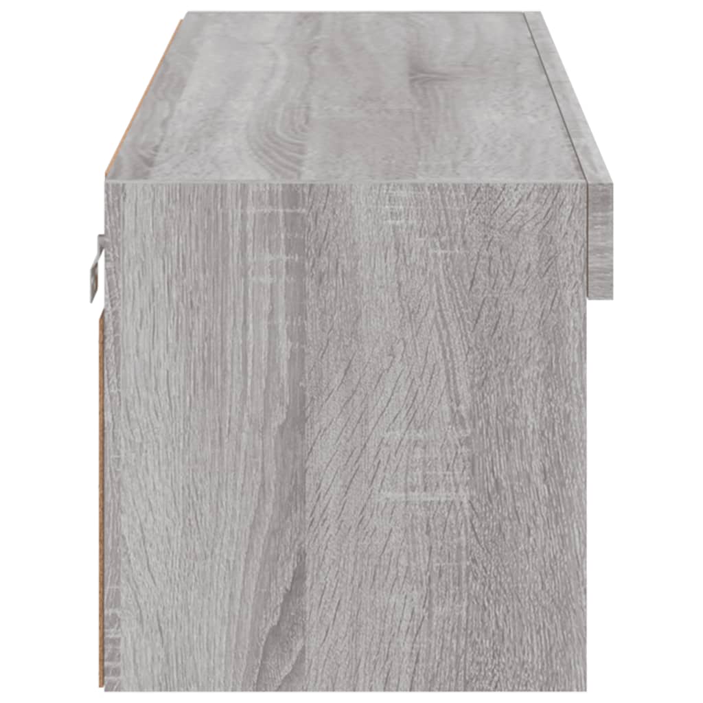 TV spintelė su LED lemputėmis, pilka ąžuolo, 100x30x30cm