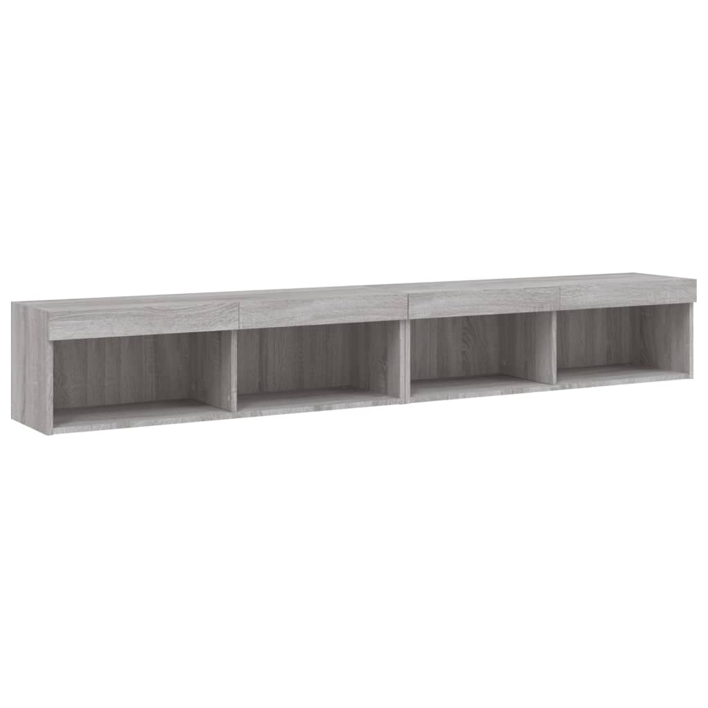 TV Cabinets with LED Lights, 2 pcs., Grey Oak, 100x30x30cm