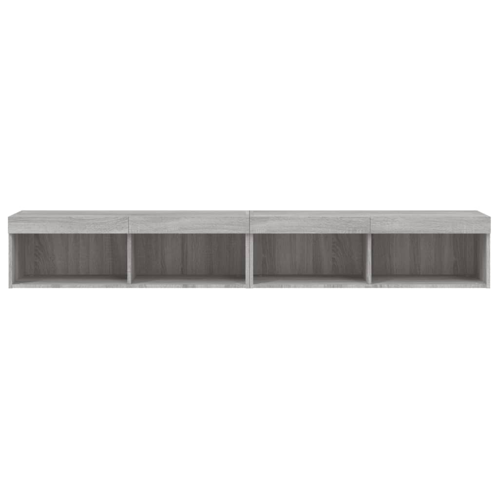 TV Cabinets with LED Lights, 2 pcs., Grey Oak, 100x30x30cm