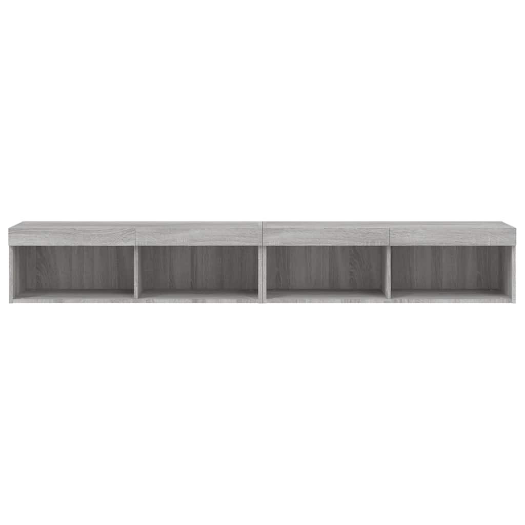 TV Cabinets with LED Lights, 2 pcs., Grey Oak, 100x30x30cm