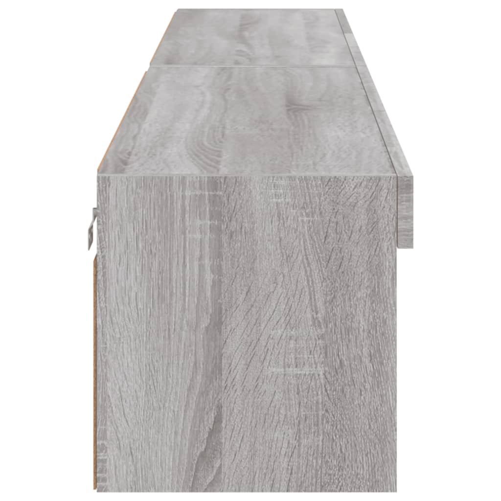 TV Cabinets with LED Lights, 2 pcs., Grey Oak, 100x30x30cm