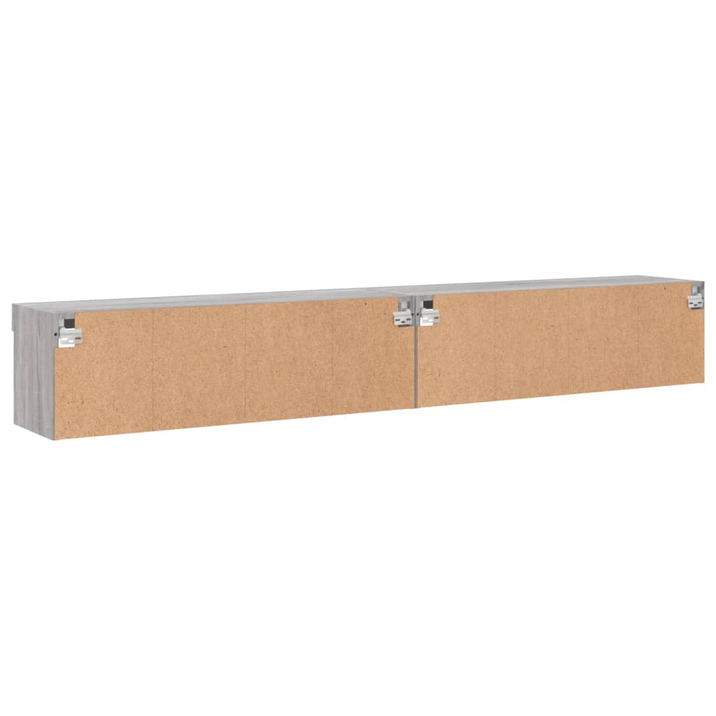 TV Cabinets with LED Lights, 2 pcs., Grey Oak, 100x30x30cm