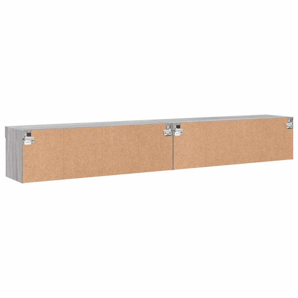 TV Cabinets with LED Lights, 2 pcs., Grey Oak, 100x30x30cm