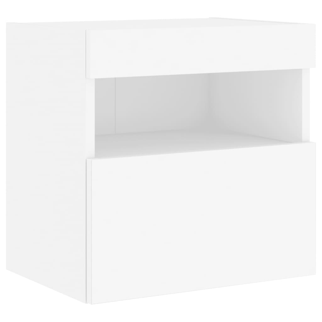 Sieninė TV spintelė su LED lemputėmis, balta, 40x30x40cm