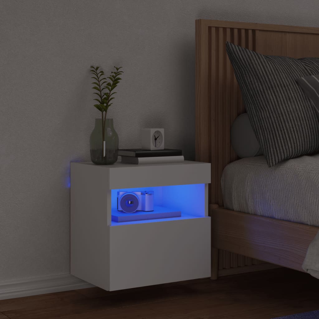 Wall-mounted TV Cabinet with LED lights, white, 40x30x40cm
