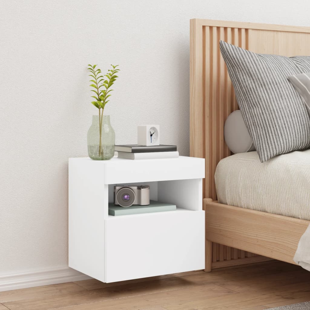 Wall-mounted TV Cabinet with LED lights, white, 40x30x40cm