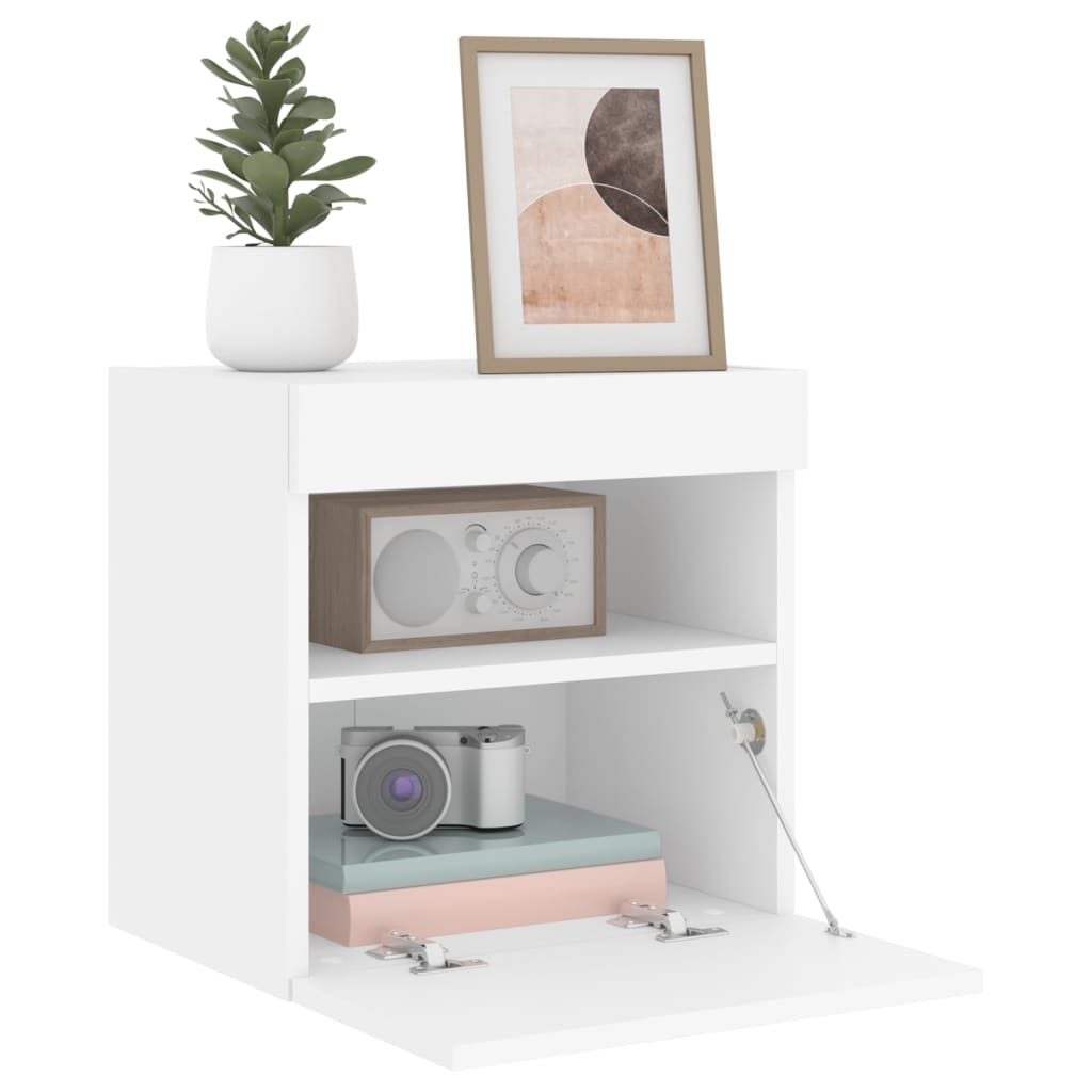 Wall-mounted TV Cabinet with LED lights, white, 40x30x40cm