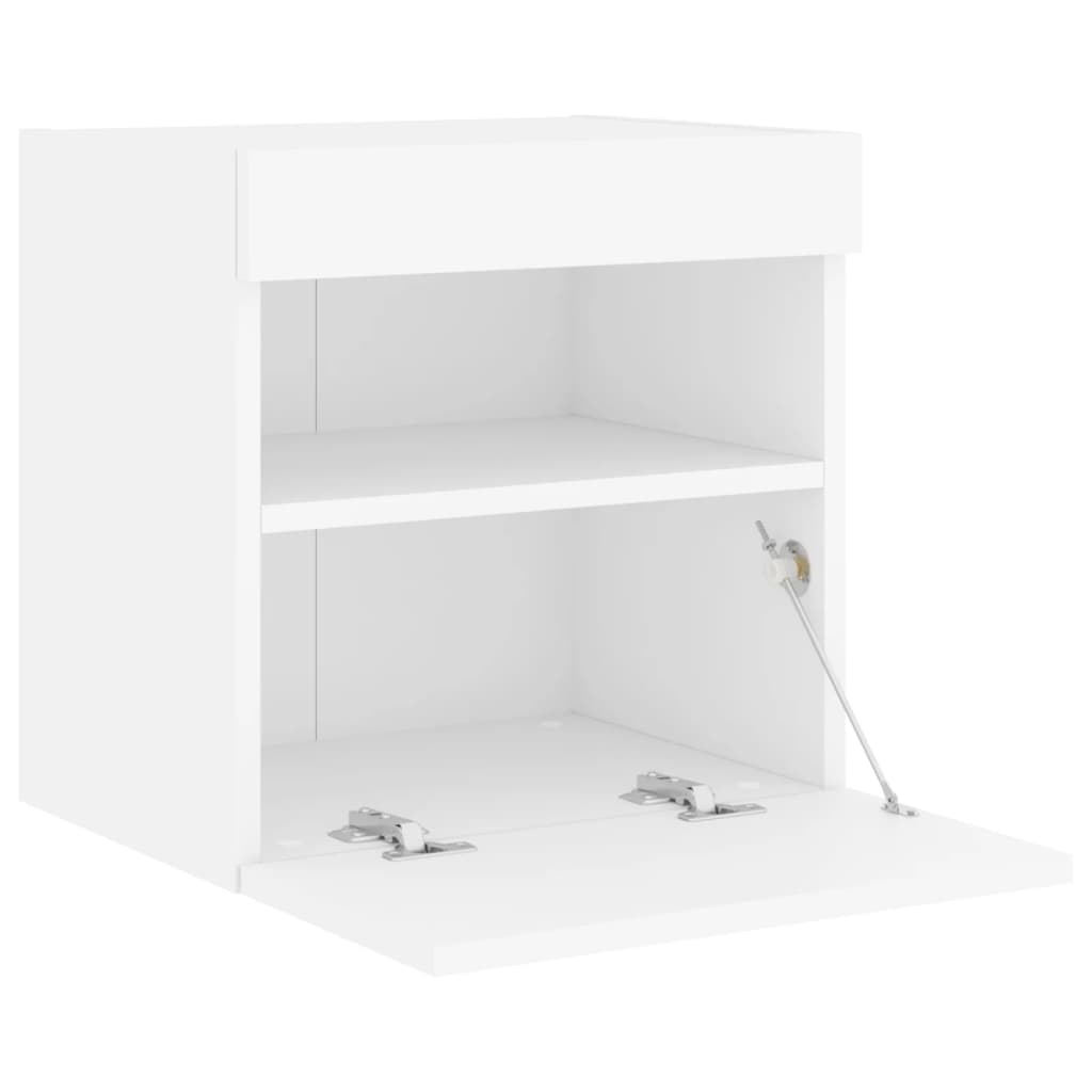 Wall-mounted TV Cabinet with LED lights, white, 40x30x40cm
