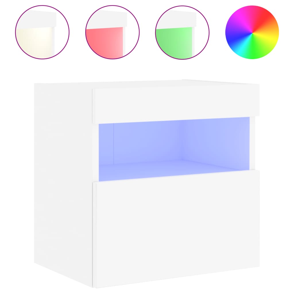 Sieninės TV spintelės su LED, 2vnt., baltos, 40x30x40cm