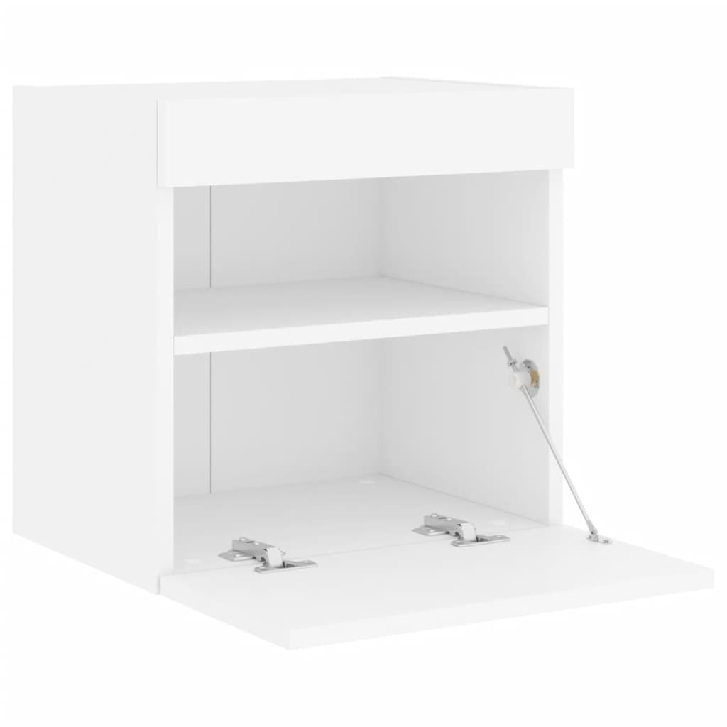 Sieninės TV spintelės su LED, 2vnt., baltos, 40x30x40cm