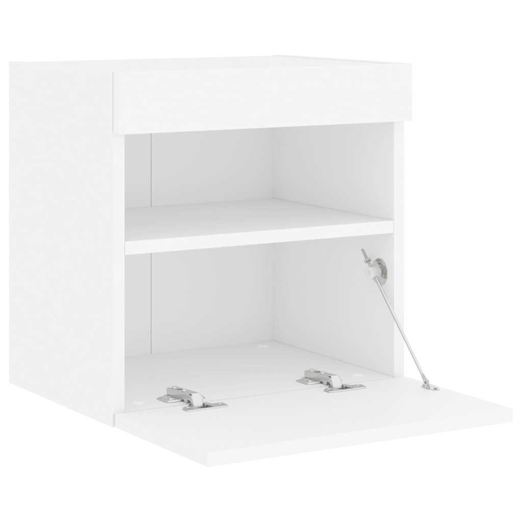 Sieninės TV spintelės su LED, 2vnt., baltos, 40x30x40cm