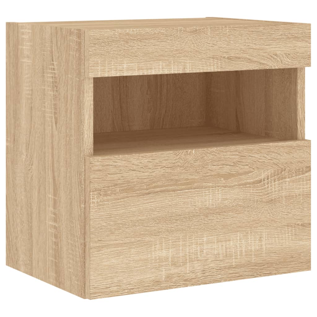 Wall-mounted TV Cabinet with LED Lights, Oak, 40x30x40cm