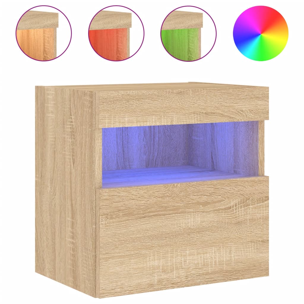Sieninės TV spintelės su LED, 2vnt., sonoma ąžuolo, 40x30x40cm