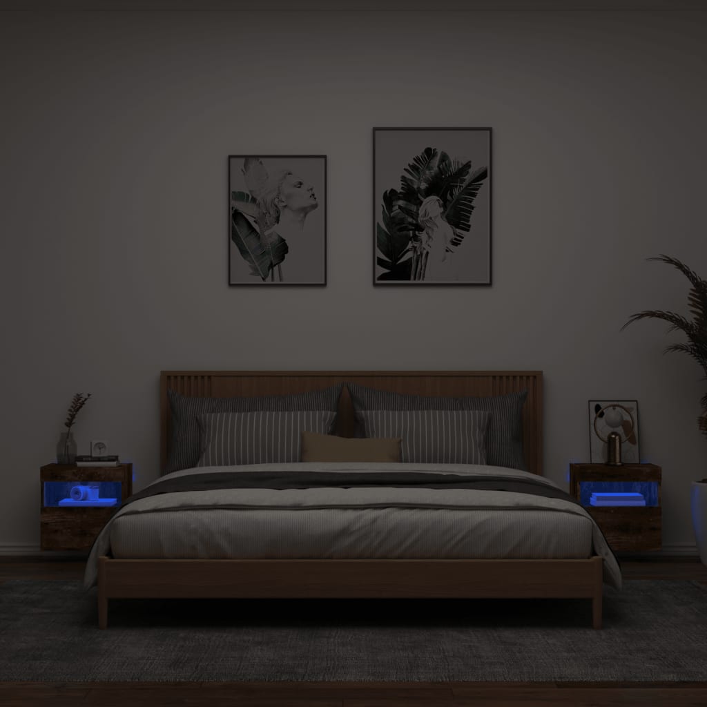 Sienas TV skapīši ar LED, 2 gab., dūmu ozols, 40x30x40 cm