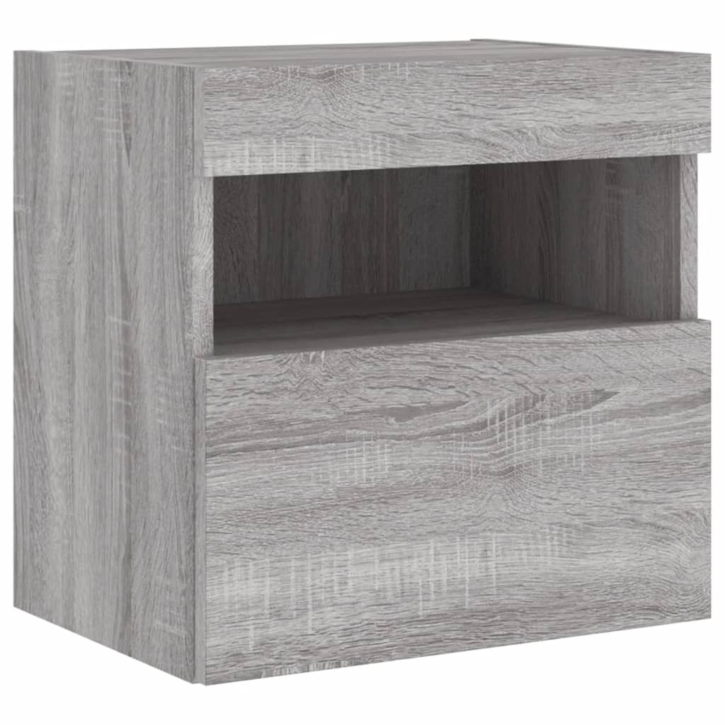 Sieninė TV spintelė su LED lemputėmis, pilka ąžuolo, 40x30x40cm