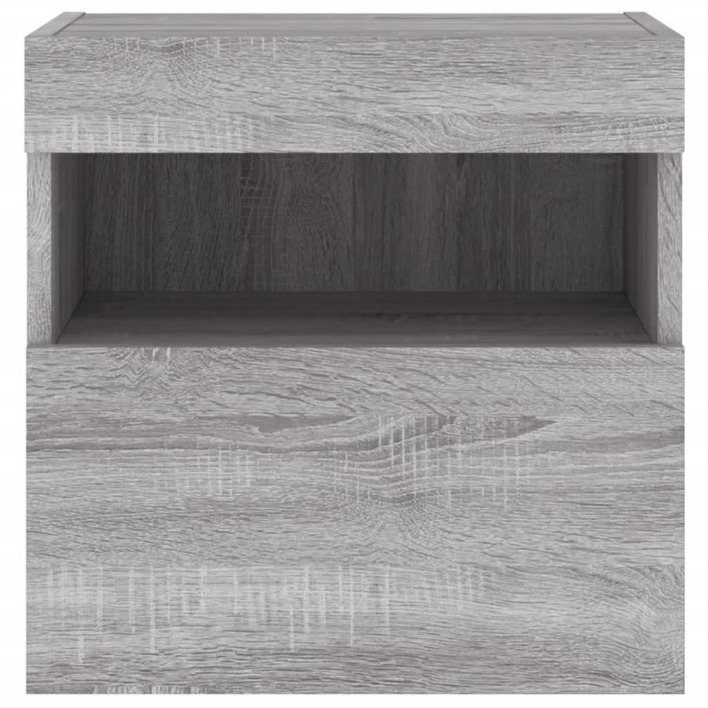 Sieninė TV spintelė su LED lemputėmis, pilka ąžuolo, 40x30x40cm