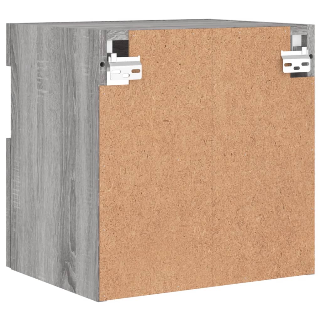Sieninė TV spintelė su LED lemputėmis, pilka ąžuolo, 40x30x40cm