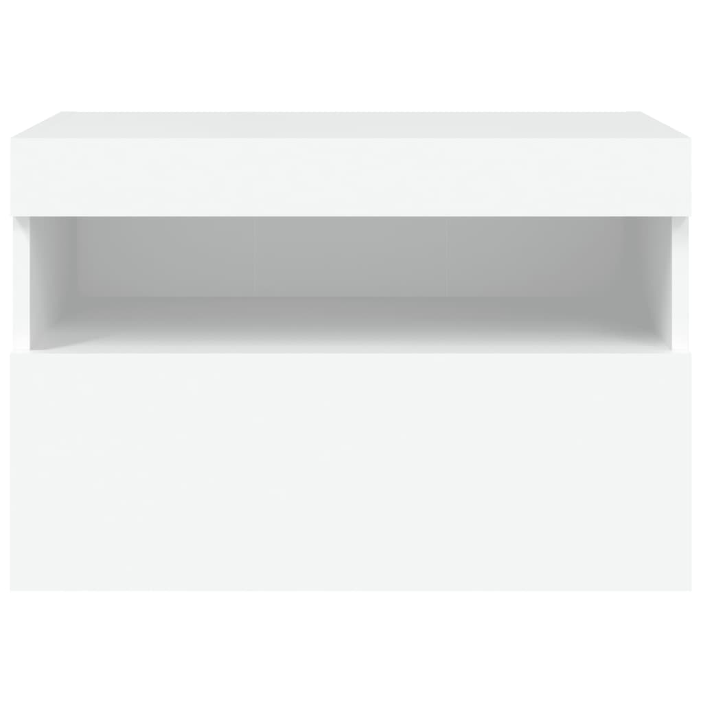Sieninė TV spintelė su LED lemputėmis, balta, 60x30x40cm