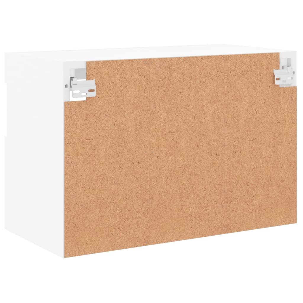 Sieninė TV spintelė su LED lemputėmis, balta, 60x30x40cm