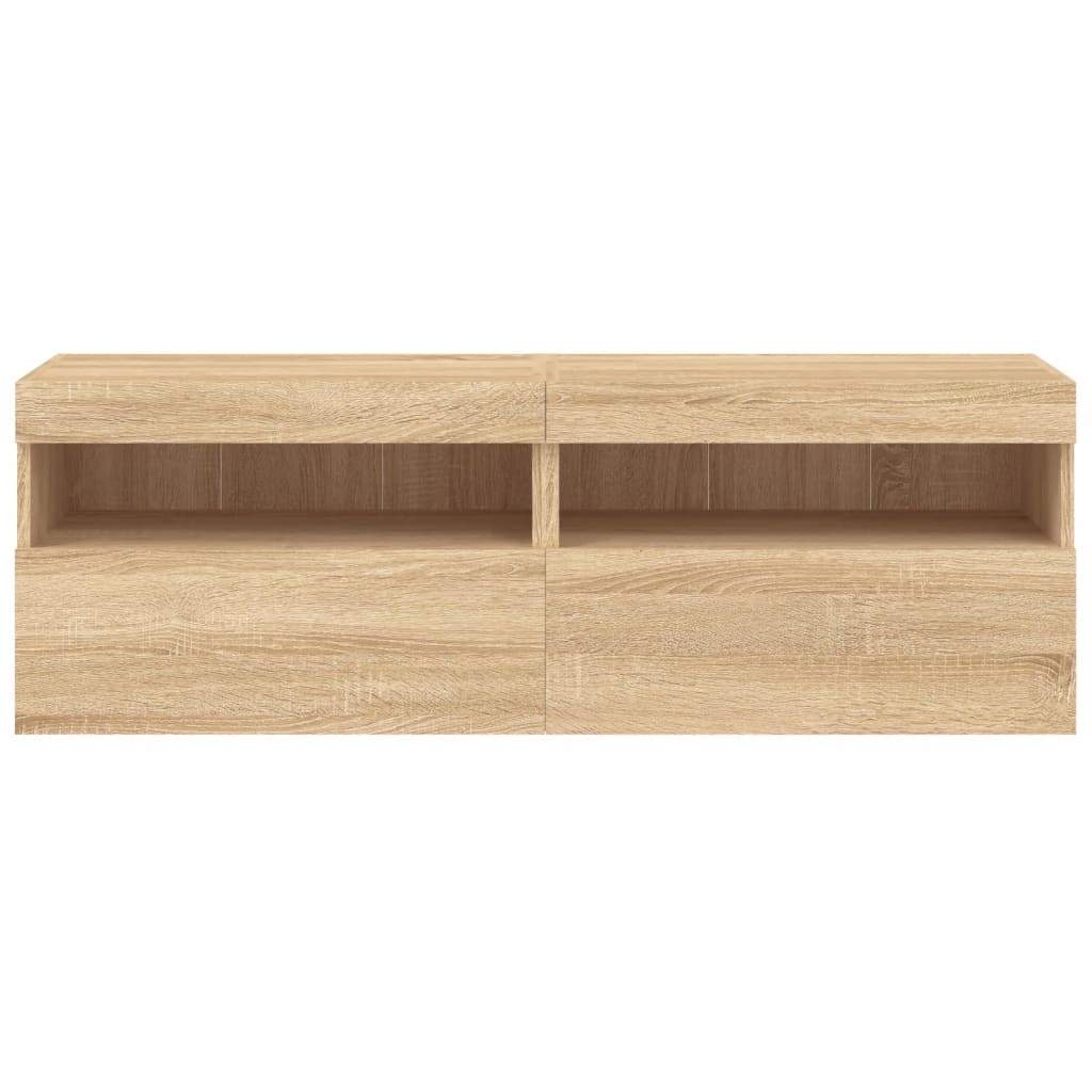 Sieninės TV spintelės su LED, 2vnt., sonoma ąžuolo, 60x30x40cm