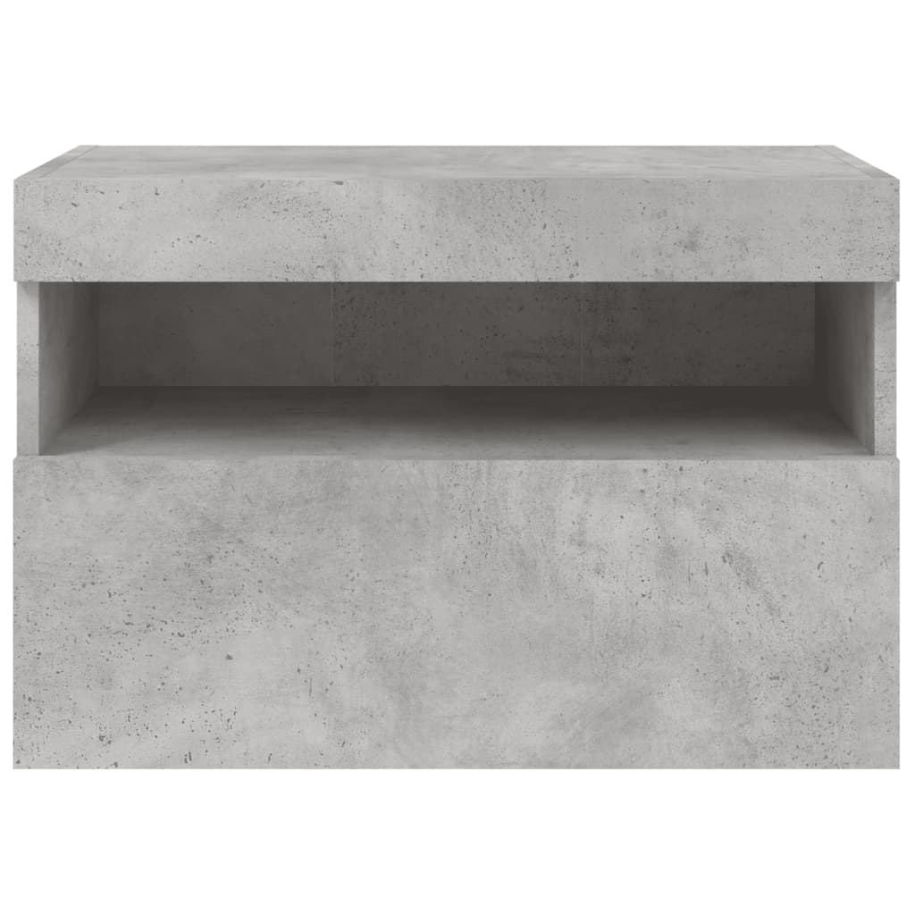 Wall-mounted TV Cabinet with LED lights, Concrete Grey, 60x30x40cm