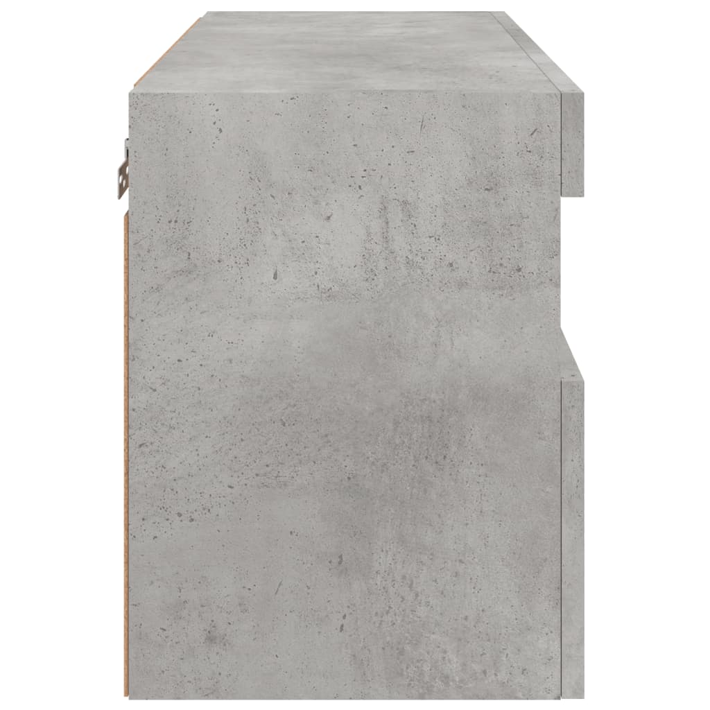 Wall-mounted TV Cabinet with LED lights, Concrete Grey, 60x30x40cm