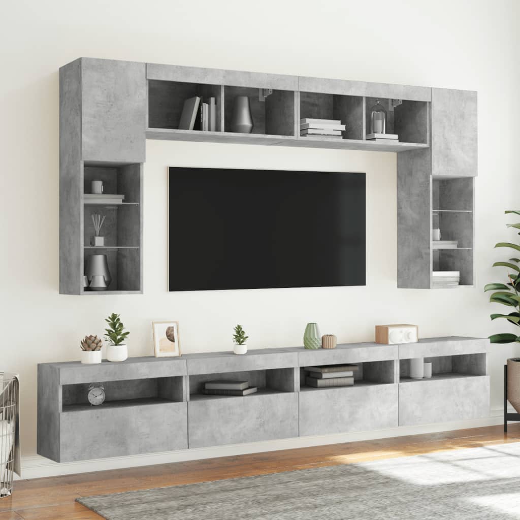 Sienas TV skapīši ar LED, 2 gab., betona pelēki, 60x30x40 cm