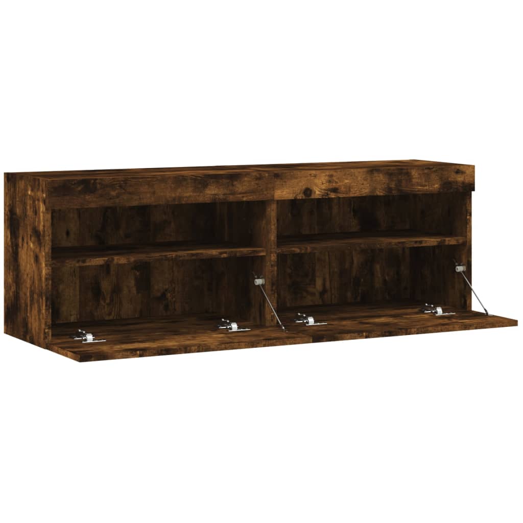 Wall-mounted TV Cabinets with LED, 2 pcs., Smoked Oak, 60x30x40cm