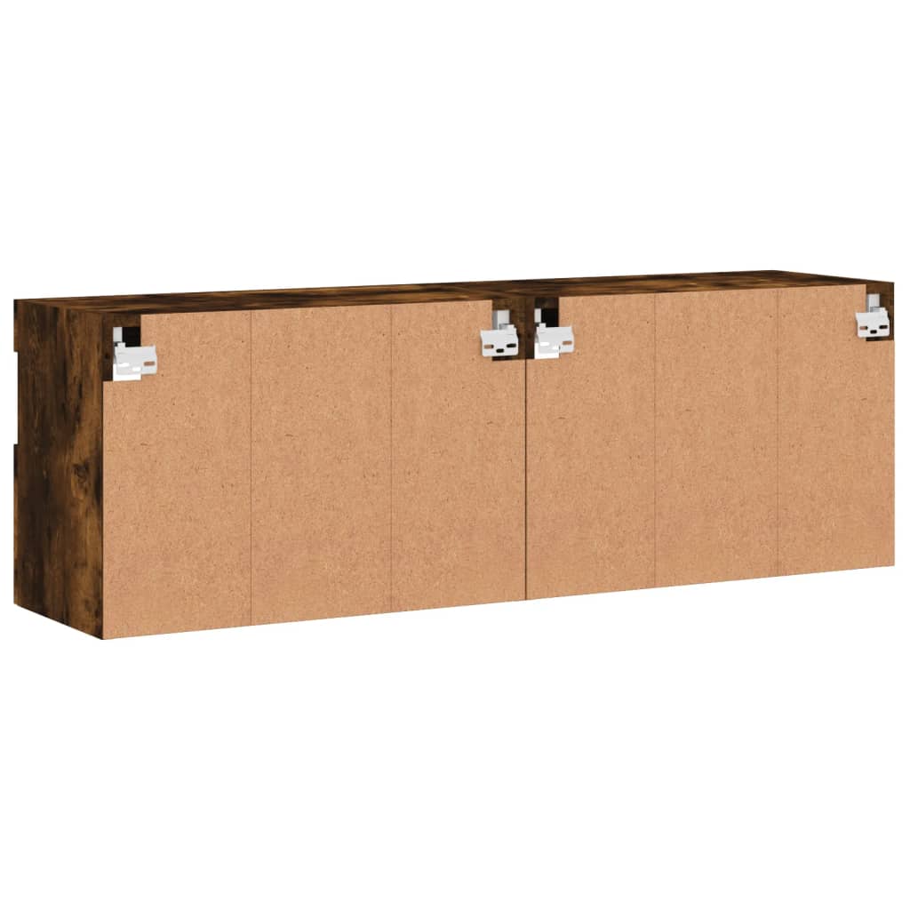 Wall-mounted TV Cabinets with LED, 2 pcs., Smoked Oak, 60x30x40cm
