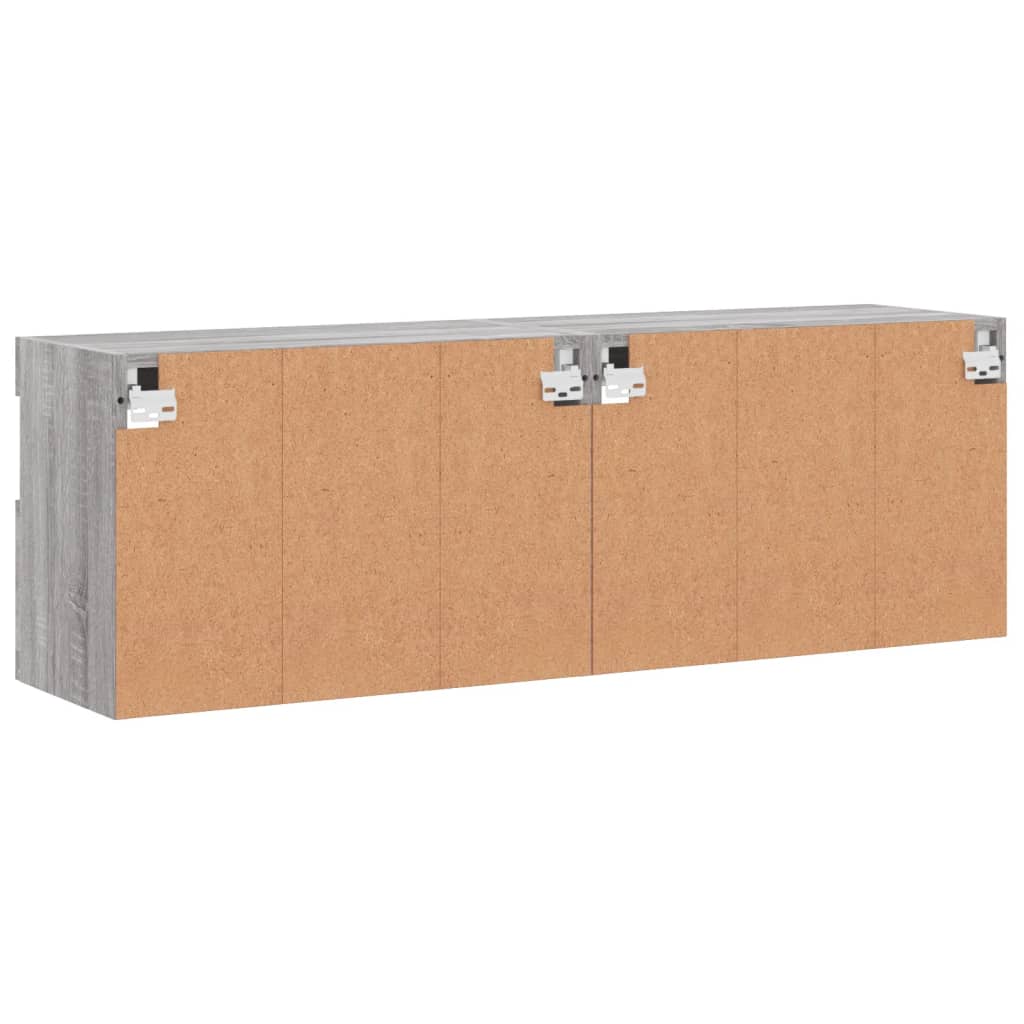 Wall-mounted TV cabinets with LED, 2 pcs., grey oak, 60x30x40cm