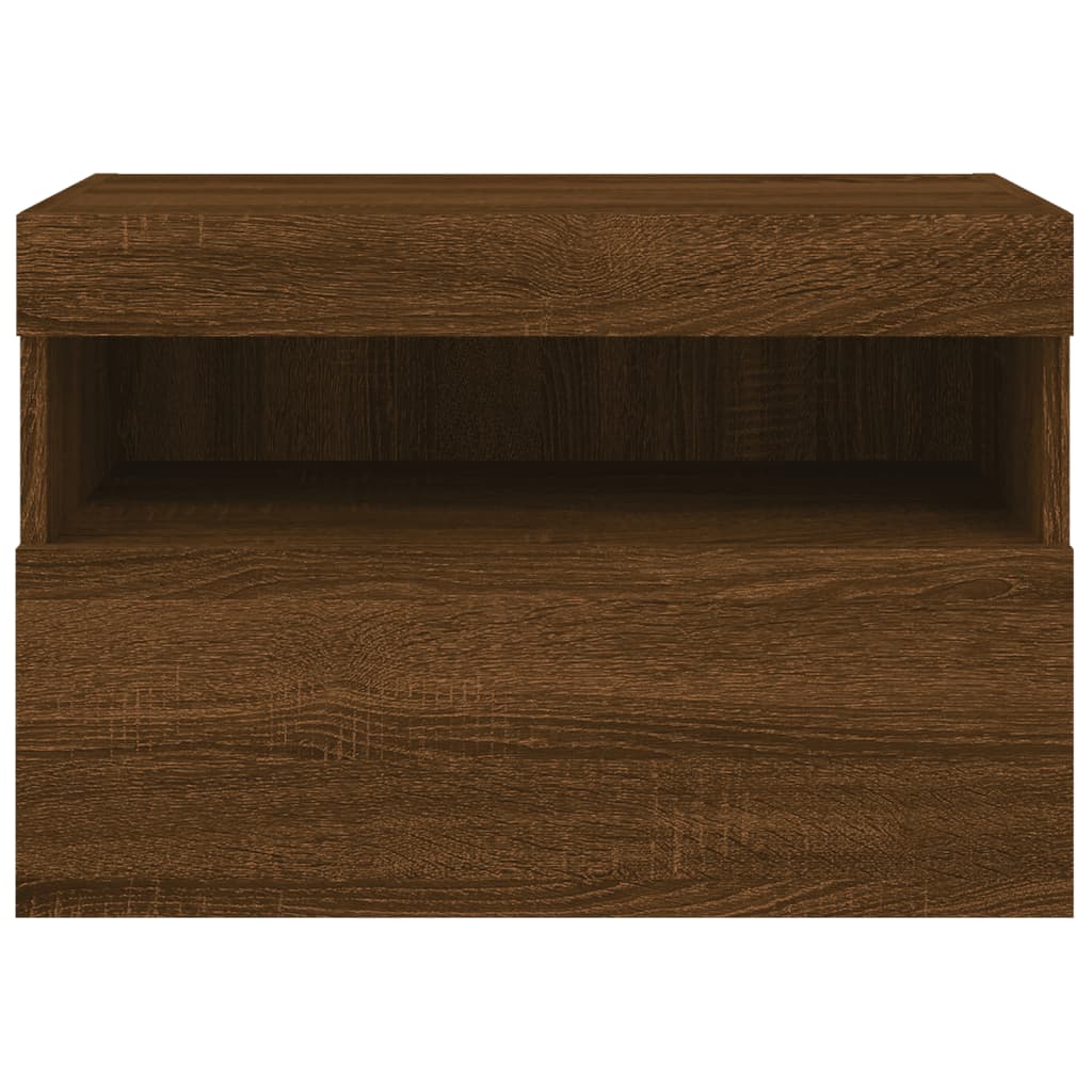 Wall-mounted TV Cabinet with LED Lights, Brown Oak, 60x30x40cm