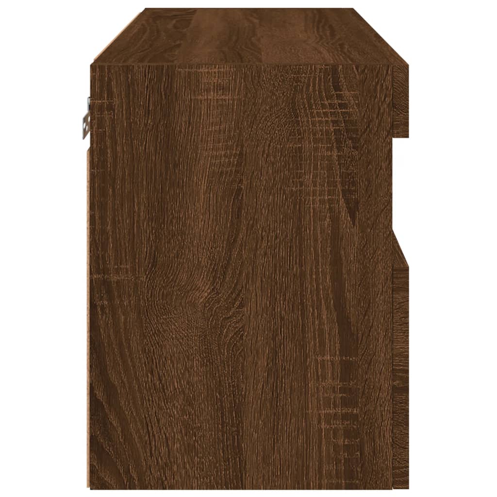 Wall-mounted TV Cabinet with LED Lights, Brown Oak, 60x30x40cm
