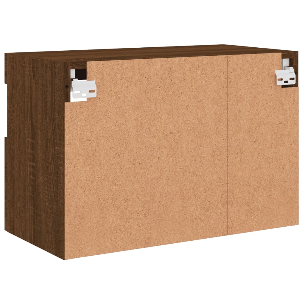 Wall-mounted TV Cabinet with LED Lights, Brown Oak, 60x30x40cm