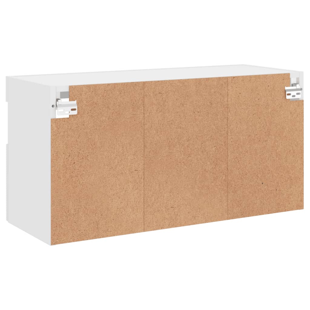 Sienas TV skapis ar LED gaismām, balts, 80x30x40 cm