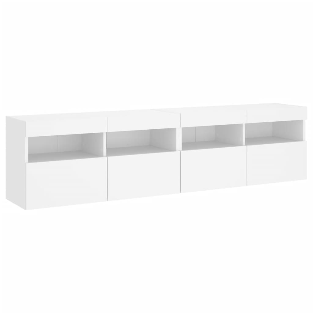 Sieninės TV spintelės su LED, 2vnt., baltos, 80x30x40cm