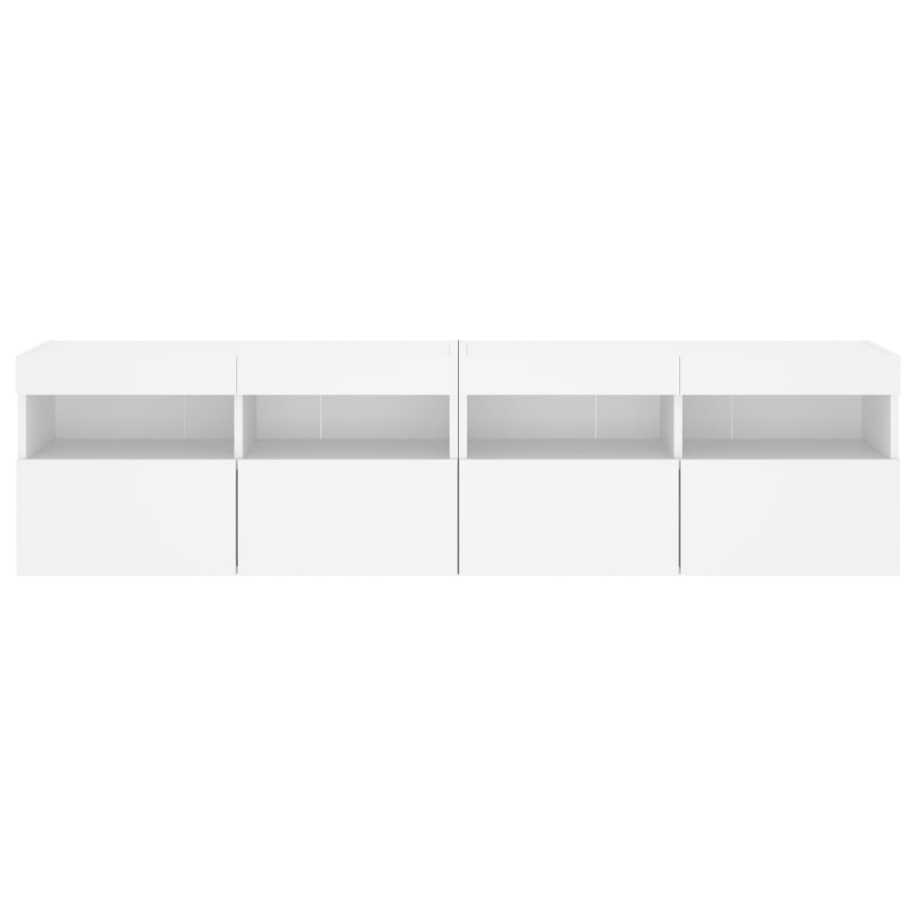Sieninės TV spintelės su LED, 2vnt., baltos, 80x30x40cm