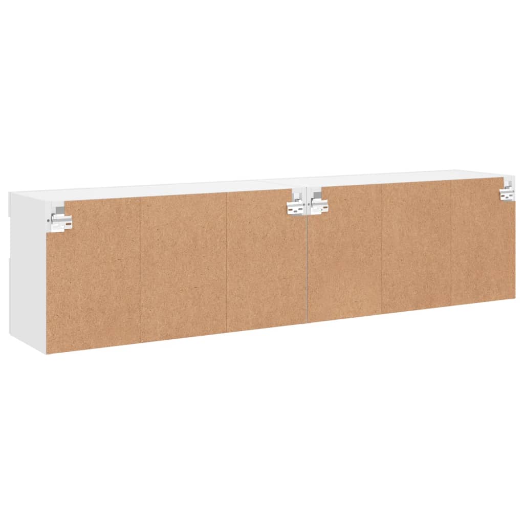 Sieninės TV spintelės su LED, 2vnt., baltos, 80x30x40cm